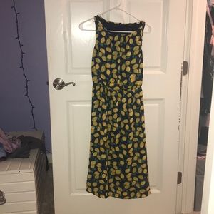 Lemon Print Midi Dress